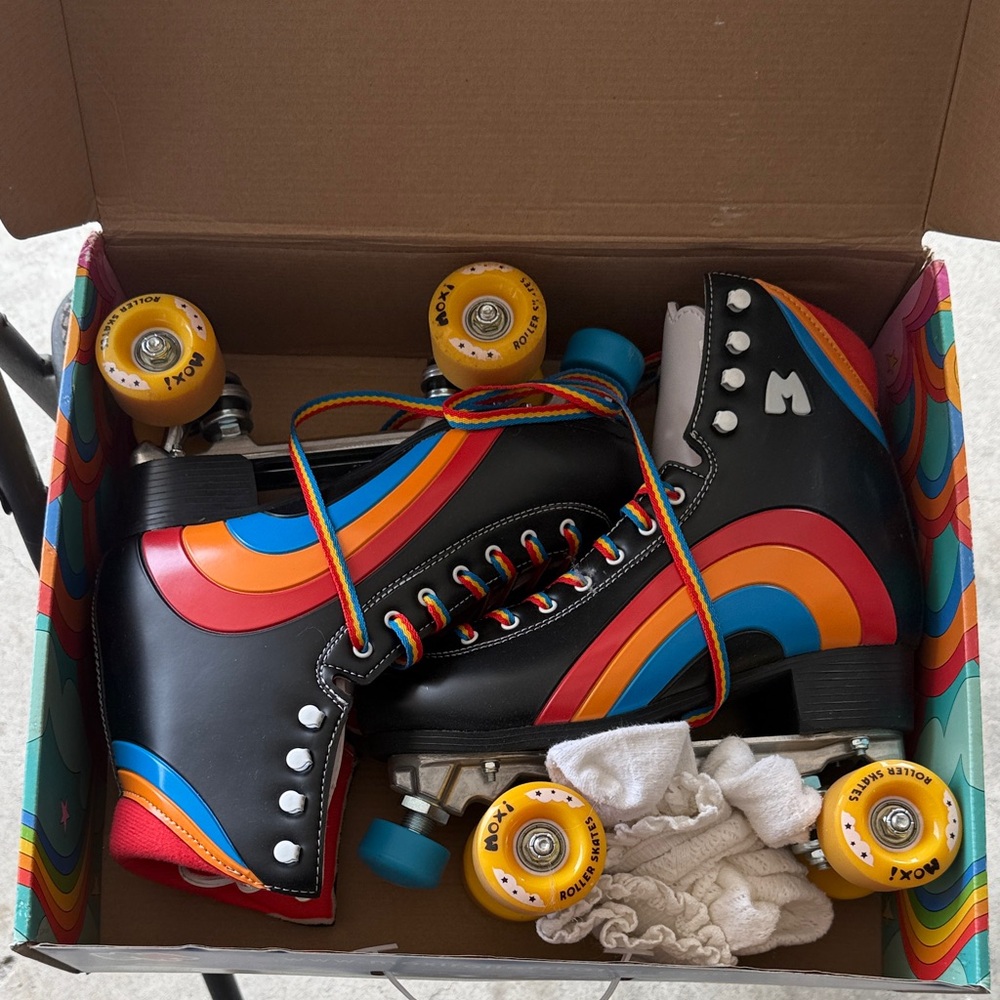 Moxi Women's / Men’s Roller Skates - Black with Multicolor Accents